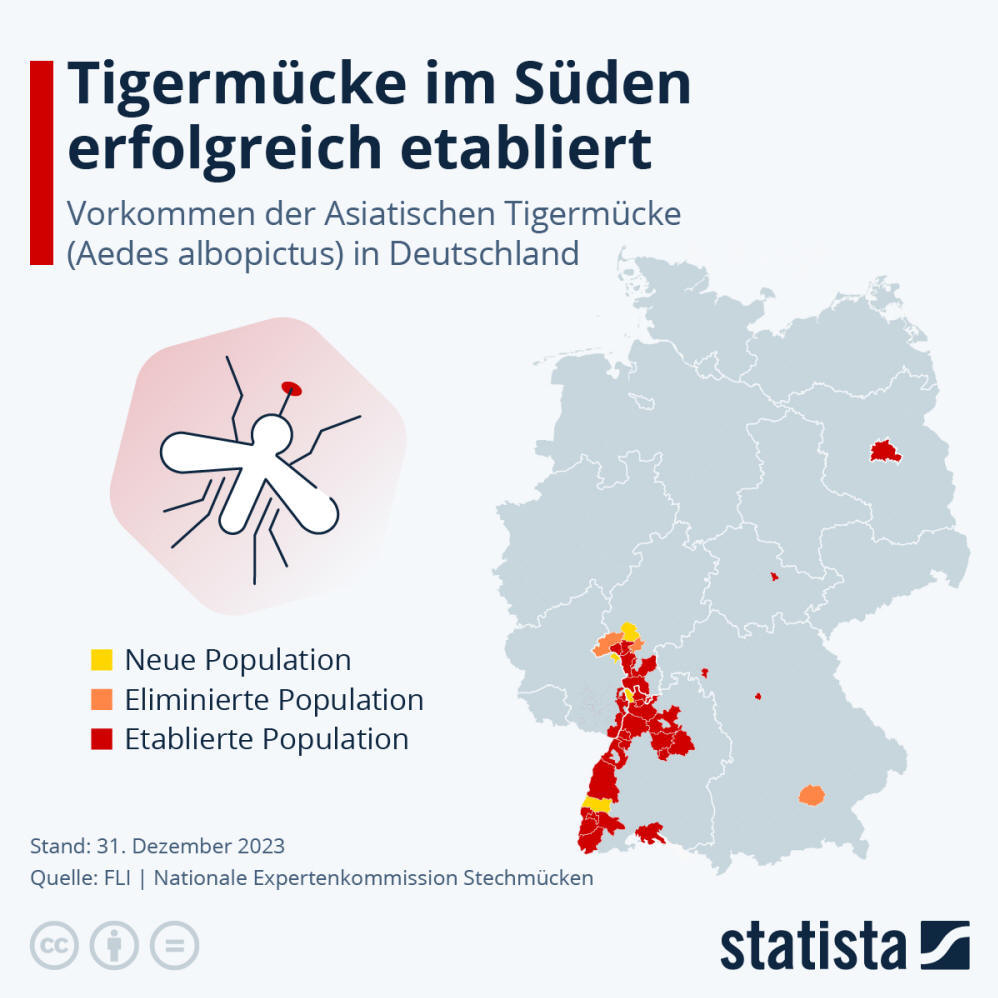 Infografik: Wo kommen in Deutschland Tigermücken vor? | Statista